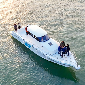 45-Fu&szlig;-Fischerboot aus Fiberglas mit geschlossener Kabine und Vorderansicht